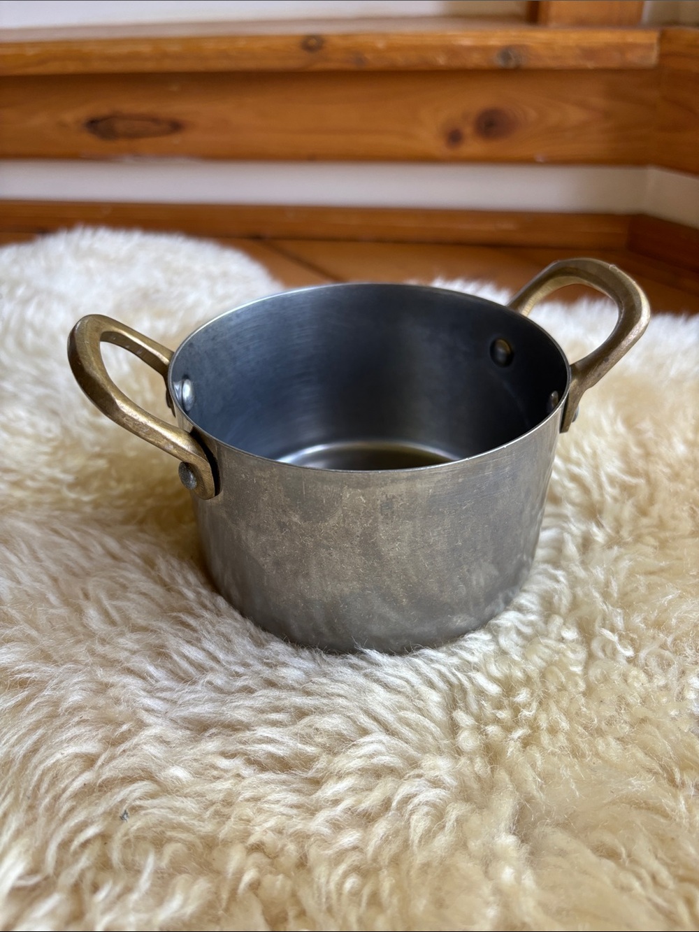 Tiny Vintage Steel Cooking Pot